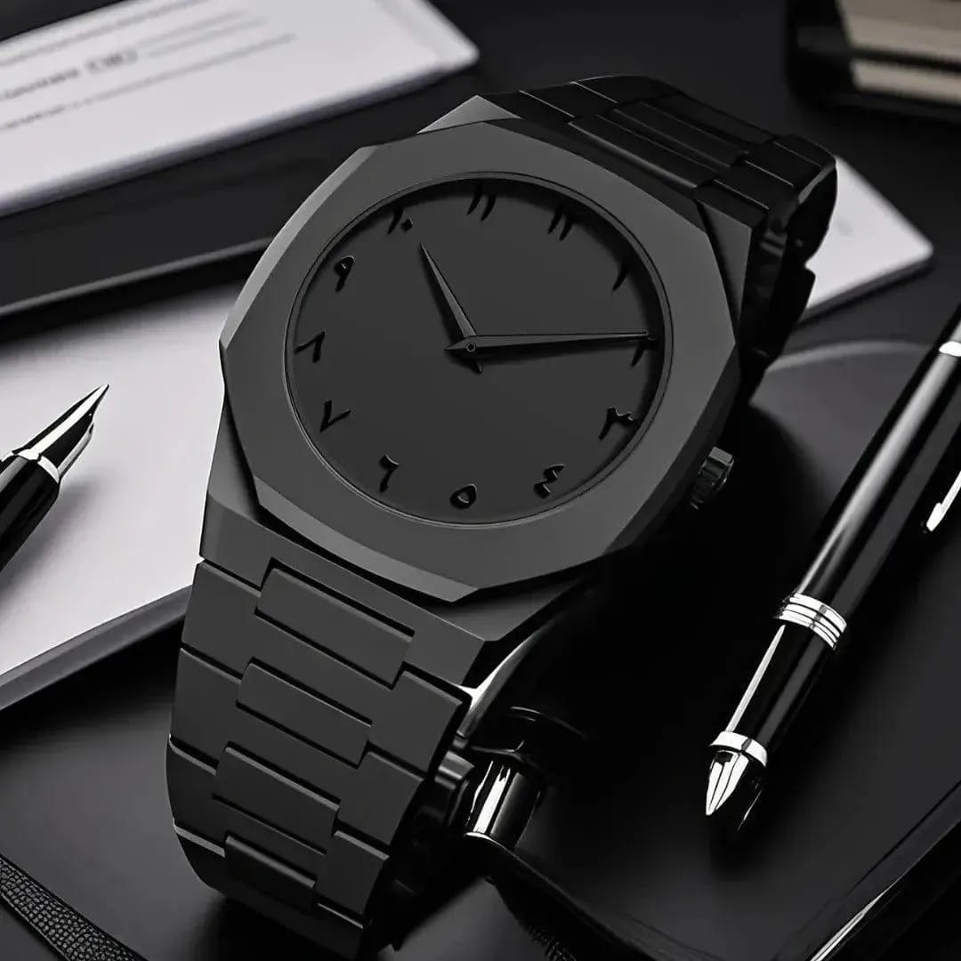 Aura Black Wrist Watch – Modern & Elegant